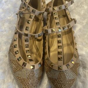 Studded Beige Flats